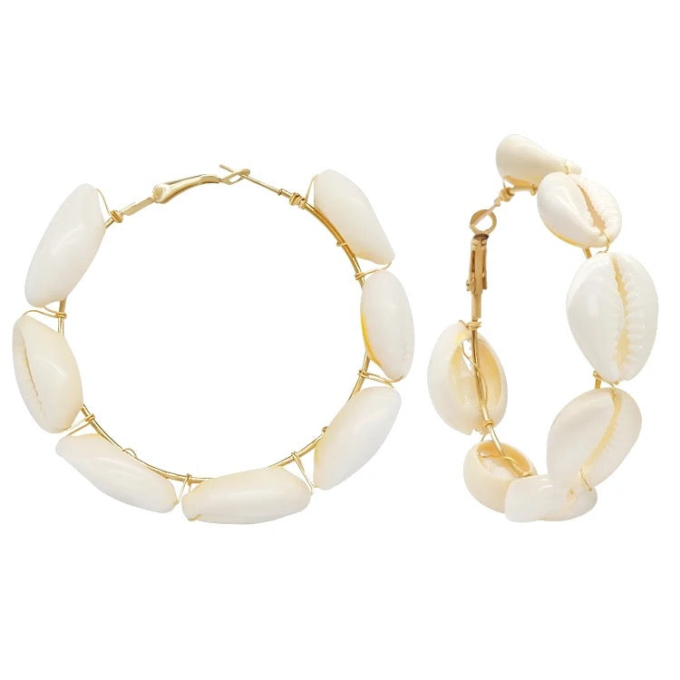 Cowrie Shell hoop Earring