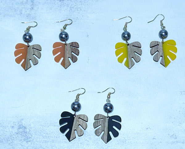 Bohemian Plant Leave with Bead Earrings