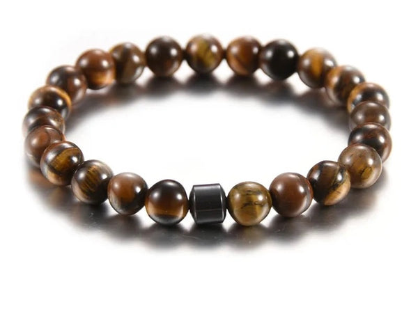 Magnet Charm Beads Stretch Natural Stone Lava Bead Bracelet