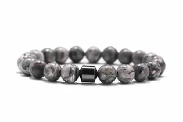 Magnet Charm Beads Stretch Natural Stone Lava Bead Bracelet