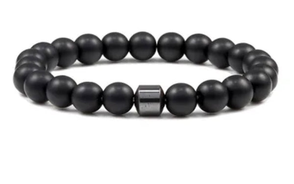 Magnet Charm Beads Stretch Natural Stone Lava Bead Bracelet