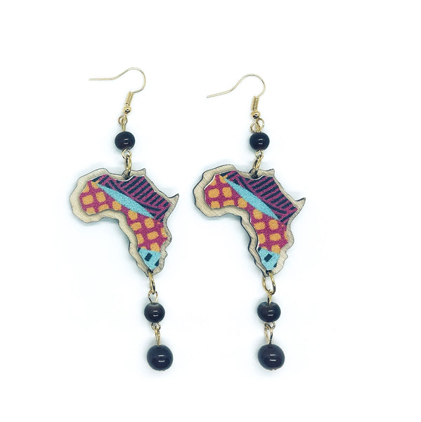 African Map Bead Earring